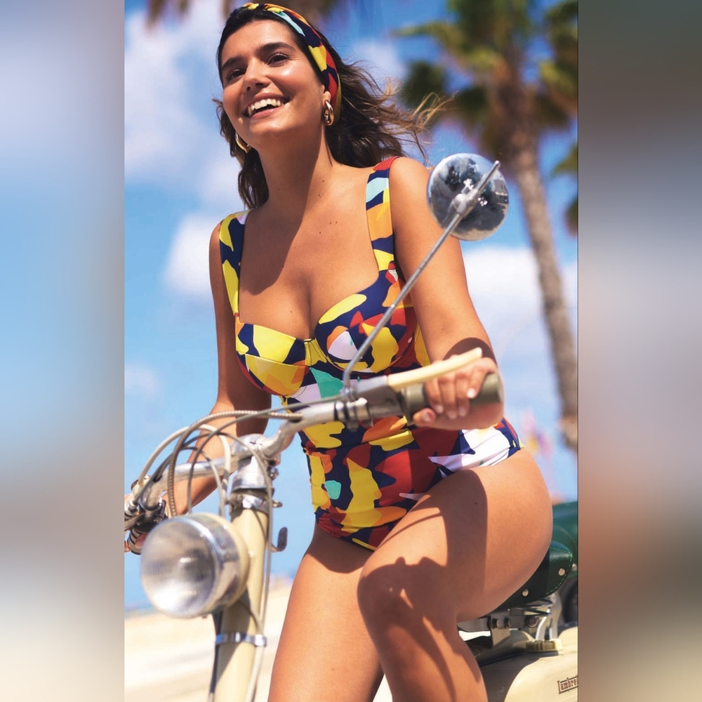 PANACHE Multicolor Abstract One Piece Swimsuit